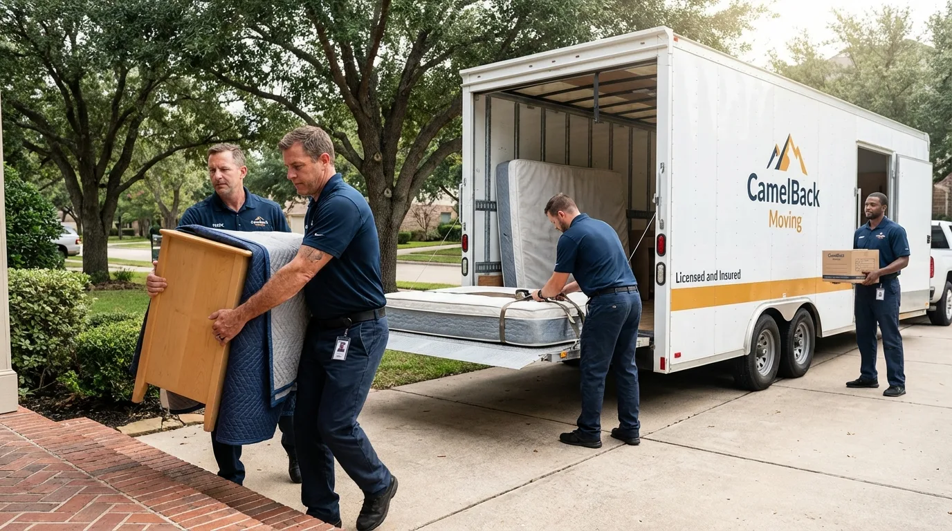 Crew loading residential truck for cross-state move from Rochelle, GA