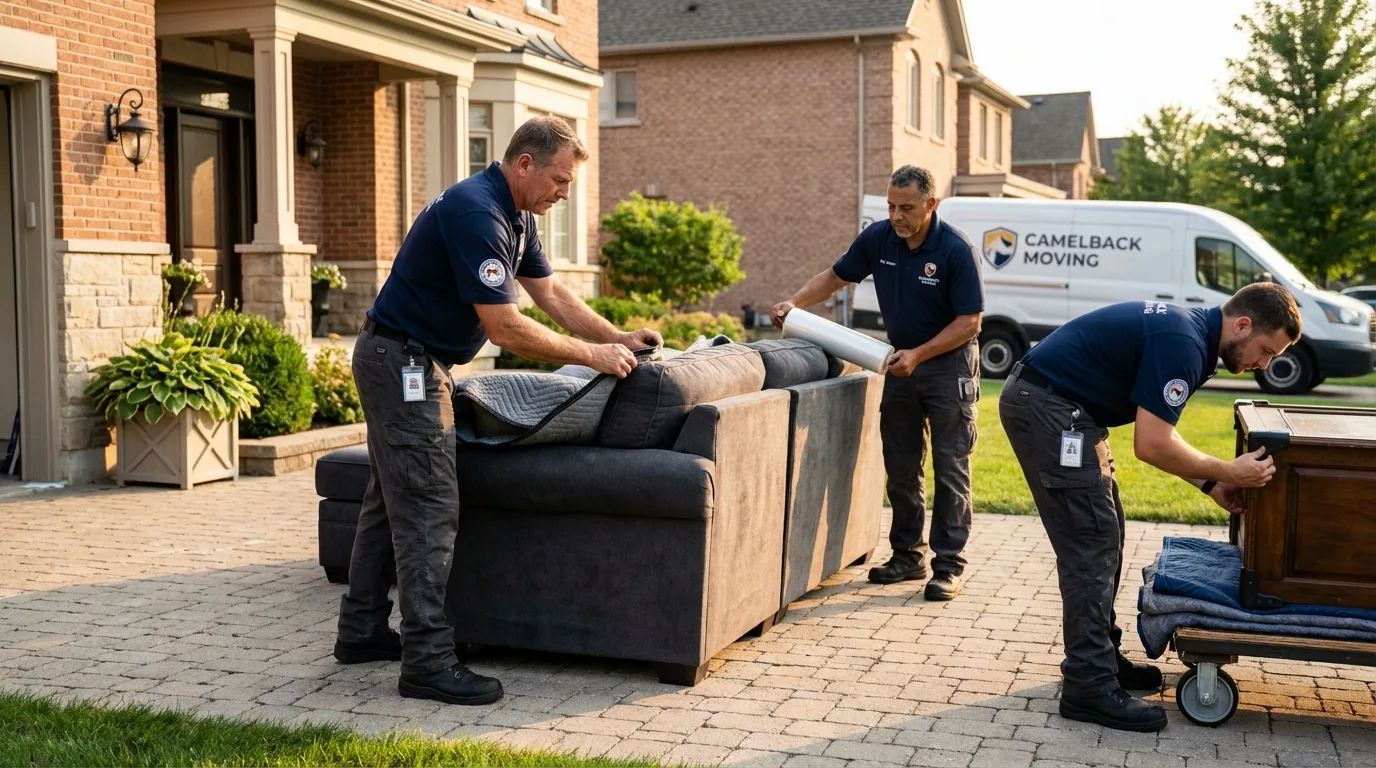 Large estate moving crew wrapping furniture in Rochelle, GA