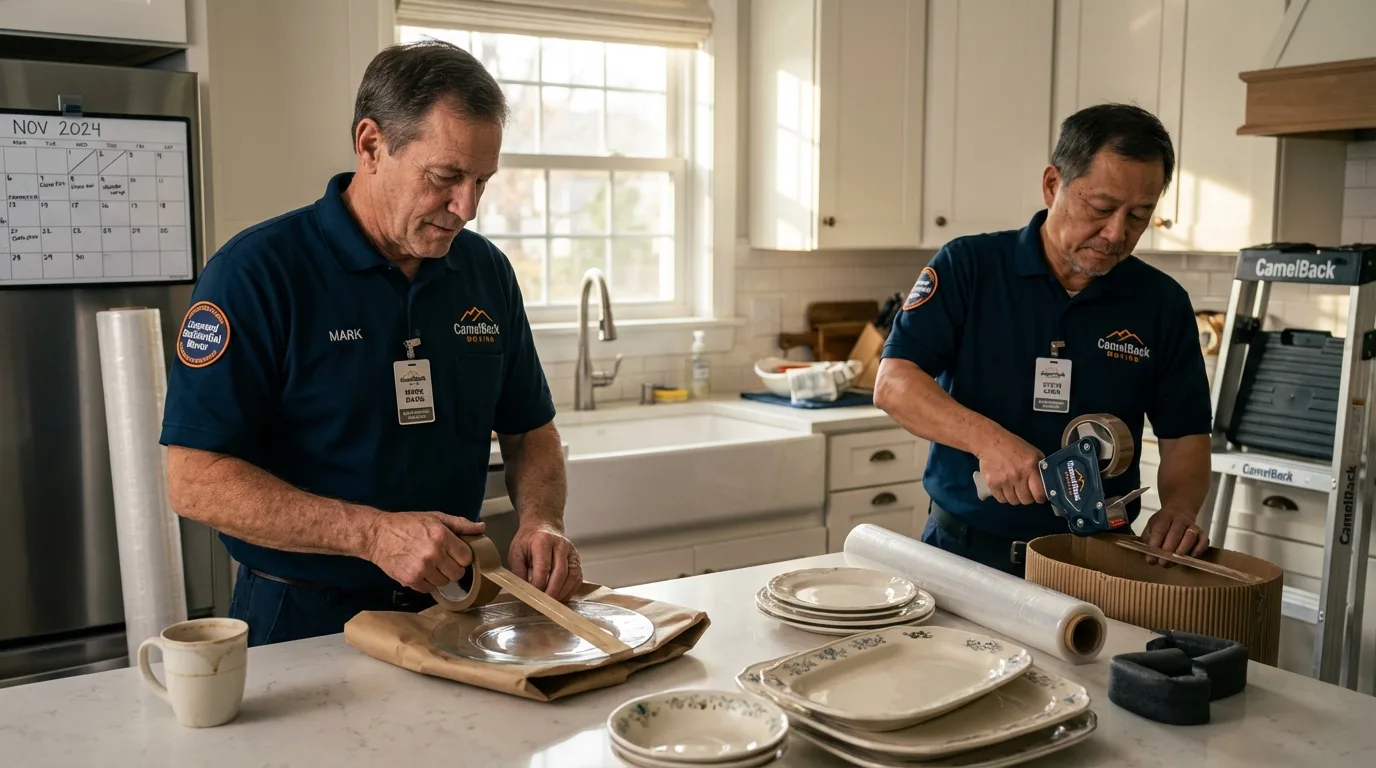 Professional crew packing kitchen dishware in Rochelle, GA